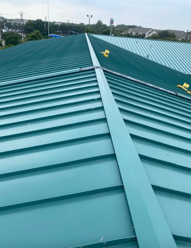 Green commercial metal roof ridge and valley for Metal Roof Repair in Gardena